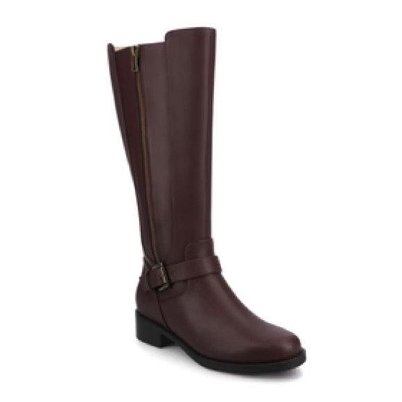 Nwt Journee Collection Women Yasmina Oxblood Faux Leather Knee High Boots Size 8